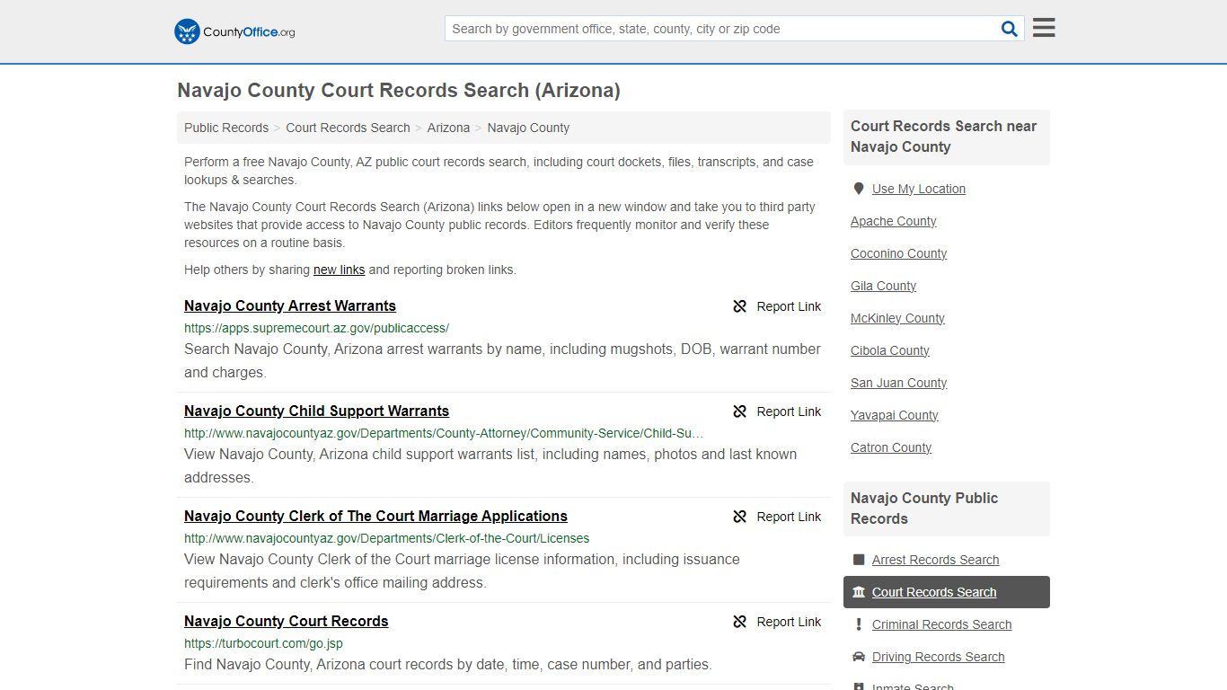 Navajo County Court Records Search (Arizona) - County Office