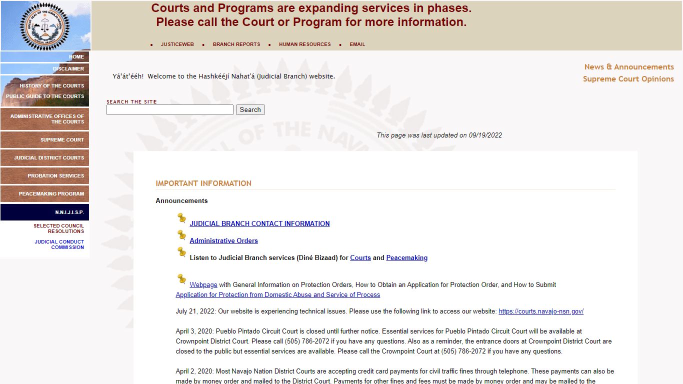 The Judicial Branch of the Navajo Nation; Navajo Courts